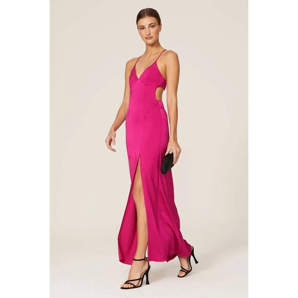 Manning Cartell Facetime Slip Gown Fuchsia Dress Spaghetti Straps Open Back US 8 - Picture 1 of 8